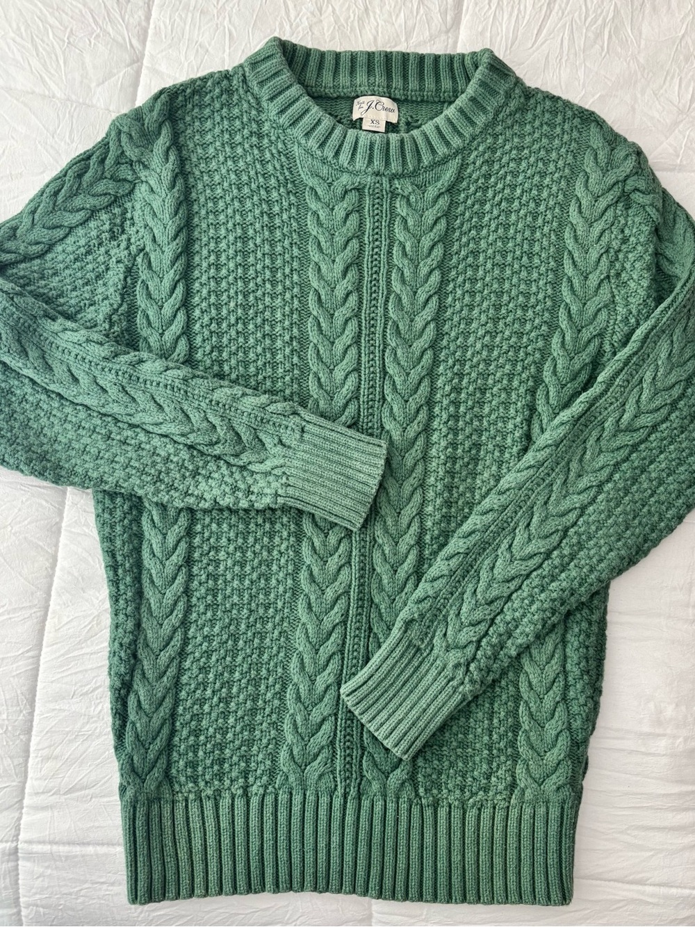 J. Crew Women's Cable Knit Crewneck Sweater — Green